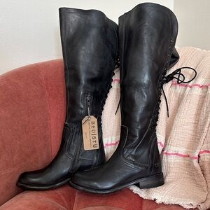 BED|STU Surry Over the Knee Boots, Leather, Black Rustic Blue BFS